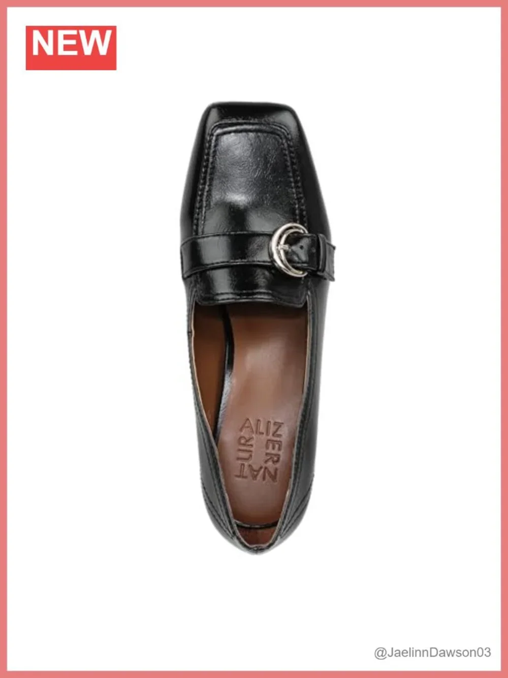 Naturalizer Ines Loafer-Inspired Pump Faux Leather Square Toe Block Heel Slip-On